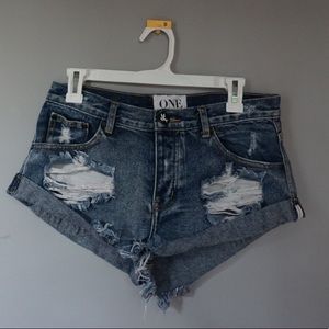 One Teaspoon Bandit distressed denim shorts